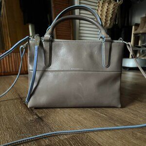 VTG Y2K Coach leather bag with blue accent details crossbody and top handle Grey